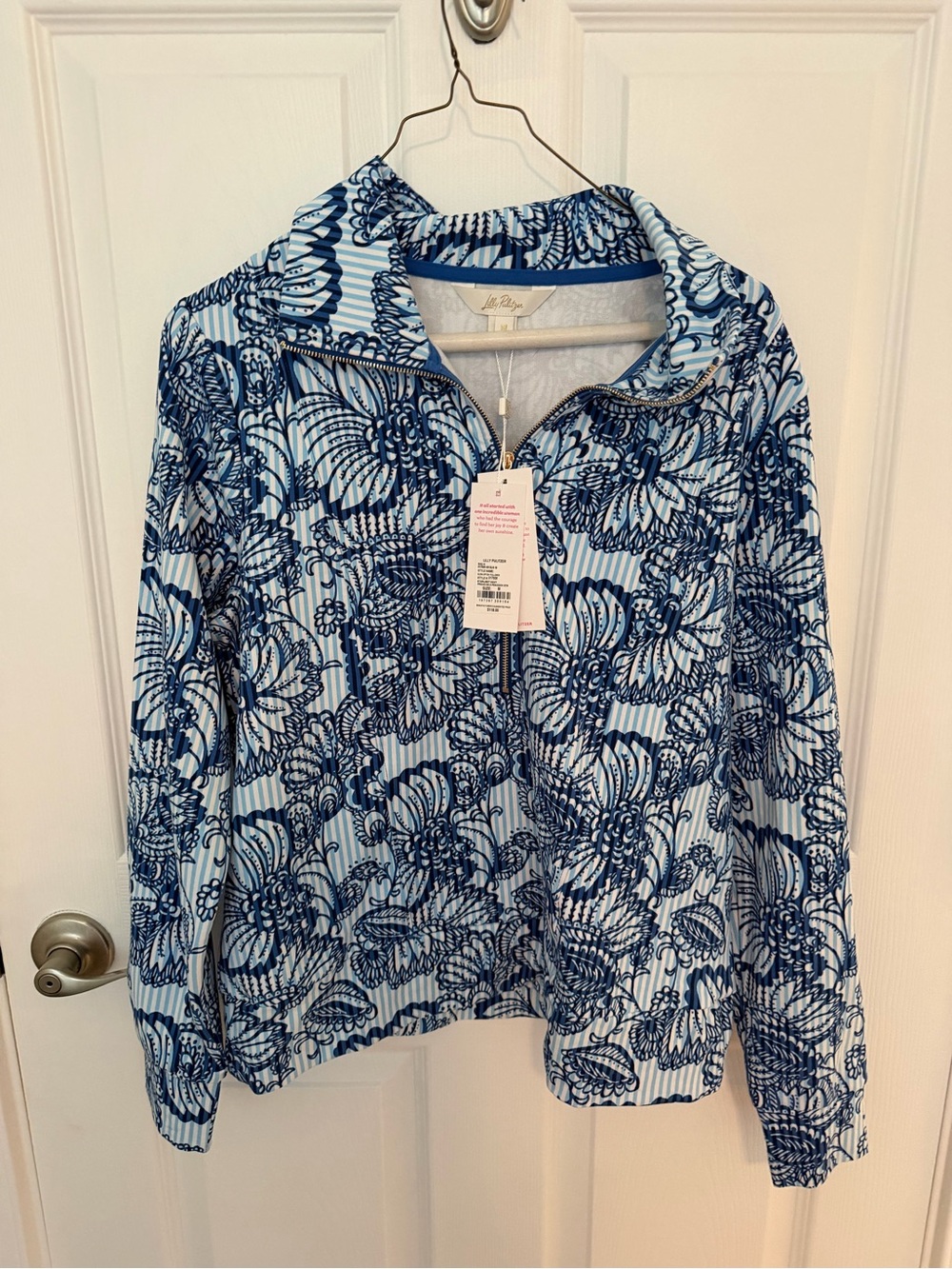Lilly Pulitzer Light Blue & Navy Floral Zip Jacket
